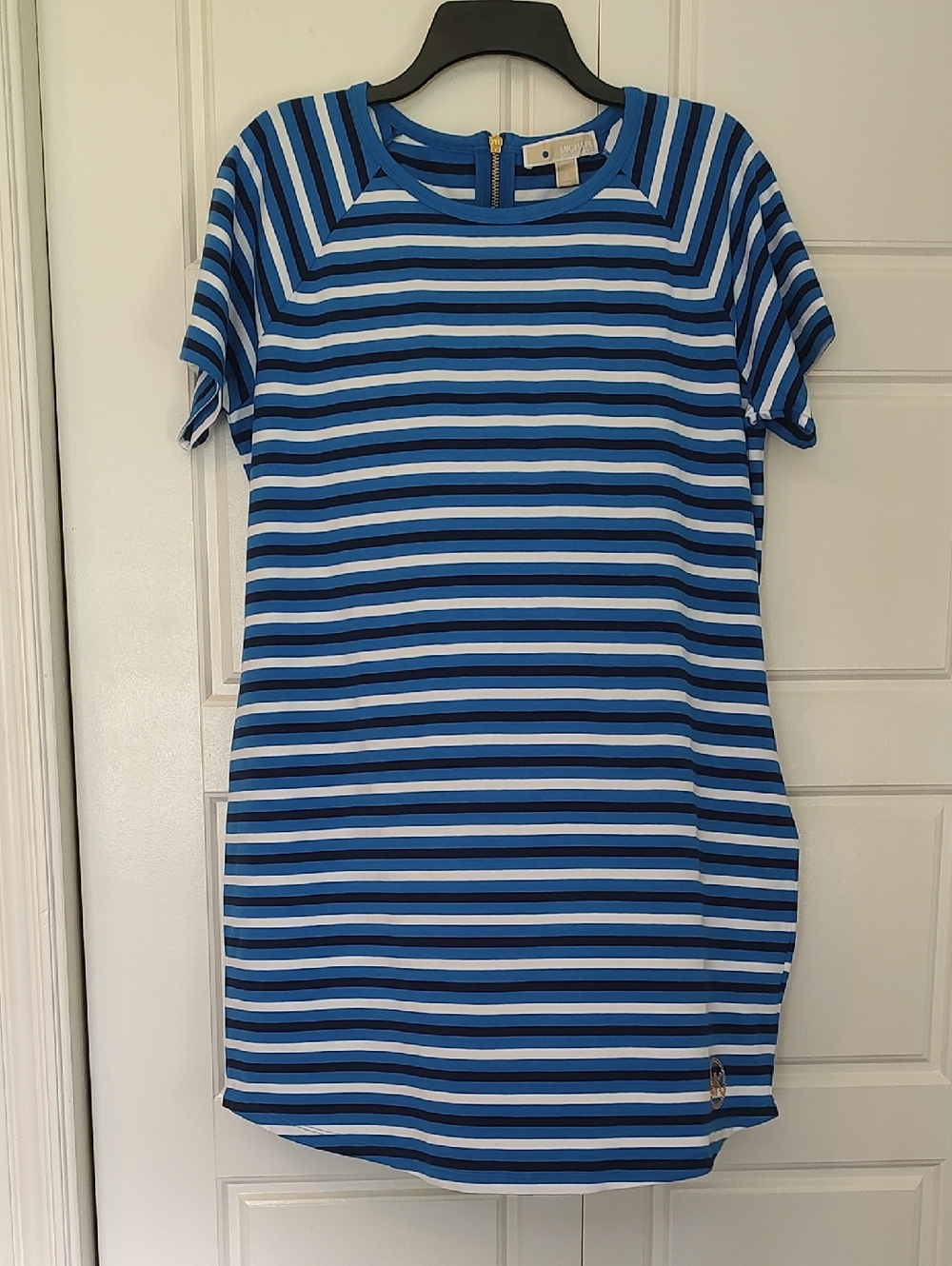 Michael Kors Blue and White Striped Shift Dress